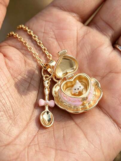 1 chiếc dây chuyền mặt dây hình cốc có thể mở, mạ vàng 18K chống oxy hóa, kiểu dáng dễ thương phù hợp cho nữ giới đeo hàng ngày, món quà sinh nhật tuyệt vời cho bạn bè