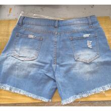 Women's Casual Summer Denim Shorts Mid Waisted Stretchy Ripped Jean Shorts With Pockets Zipper & Buttons Closure Above The Knee - Blue - View 3