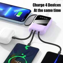 Batería portátil Power Bank de 20000 mAh con carga rápida incorporada y pantalla digital de 4 hilos, Power Bank externo. - Negro - Ver 6