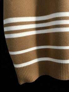 Men's Casual Versatile Solid Color Short Sleeve Knit Top, Suitable For Daily Wear And Commuting - Brown - View 5