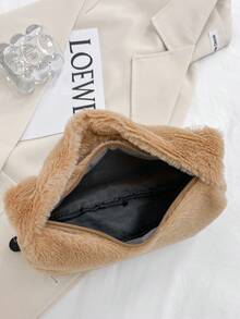 Women's Fluffy Shoulder Bag, Fashionable And Versatile For Daily Commute, Travel, Shopping - Camel - View 5