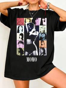 Twic.e Momo The Vintage Collage T-shirt. Svart bomulls-t-shirt med kort ärm och vintagetryck. - Svart - Visa 6