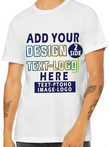 Custom T-Shirt: Add Your Text, Design, Image, Or Photo To The Front And Back. Custom T-Shirt For Men And Women. - 黑色 - 查看 7