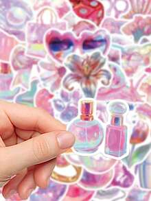 50 miếng dán hologram màu pastel, hình hoạt hình, thích hợp để trang trí sổ lưu niệm, máy tính xách tay, hành lý, đàn guitar, bình nước, ốp điện thoại, đồ tự làm, đồ dùng học tập và chuẩn bị cho năm học mới. - 50 cái - Xem 5