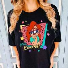 SimpieAndVersatileDesign1 pieza Camiseta de Pareja, Estilo Retro de los 90, Camiseta de Película de Dibujos Animados, Camiseta a Juego para Parejas, y Conjuntos de Ropa de Exterior para Parejas de Roxanne, Camiseta Cómoda 100% AlgodónCottonT-Shirt - Negro - Ver 5