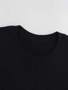 Women's T-Shirts, Summer Tops [Double-Sided Print] Women's Spring And Summer Casual T-Shirt With A Playful Fruit Design And The Inscription "You're The Berry Zest" On A Crew Neck, Short-Sleeved, Oversized T-Shirt [Chu K] Cotton T-Shirt, Women's - Black - View 4