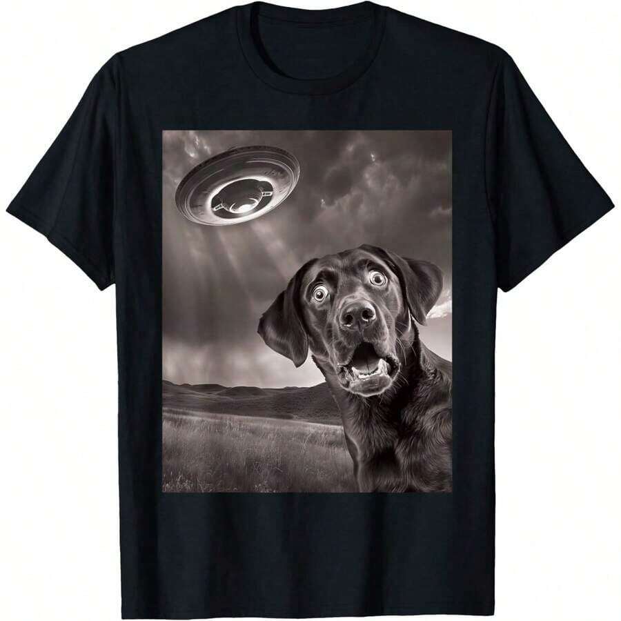 Short-Sleeved T-Shirt With A Fun Print For Dog Lovers, Accessories And Items For Dog Owners, "Life Without Dogs Is Cute... I Don't Think So", Unisex For Adults And Children, Black, 100% Cotton. - 黑色19 - 查看 1