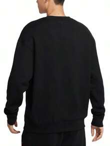 Nike Sportswear AS M NSW PREMIUM FLC GCEL 男士運動 T 恤，舒適時尚百搭圓領寬鬆長袖 T 恤，黑色 - 黑色 - 查看 2