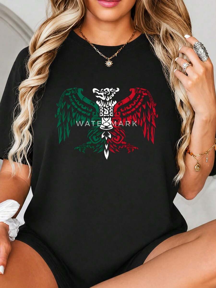 Impresión del símbolo del águila mexicana, Diseño Tri-bal Az-tec, División de colores verde, rojo y blanco, Decoración de arte gráfico para pared o póster.jpgRegalos personalizados: Camisetas para mujer con estilos modernos, hippies, casuales y minimalistas. Ropa masculina personalizada única, armarios cápsula, ropa básica/urbana para hombre. Regalos ideales para novios, familiares y amigos, adecuados para cumpleaños, vacaciones, colegio/competiciones, deportes/escalada, etc., también adecuados para la moda de otoño y actividades urbanas. Verano negro.