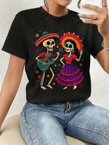 ofertas y liquidacionesPlayera Para Mujer,Divertido Día De Los Muertos, Esqueletos Mexicanos, Camiseta Gráfica, Regalo Para Mujer, Tela Respirable De Alta Calidad, Ajuste Delgado De Manga Corta, Bailarines Esqueletos Mexicanos, Cuello Redondo Casual, Ropa Para Festival Unisex, Ropa Para El Hogar, Ropa De Primavera Y Verano, Apta Para Todas Las Temporadas, Respirable Y Absorbente Para Deporteplayera de hombretops sudaderas para mujer Y2k Camiseta Camisa De - Negro - Ver 9