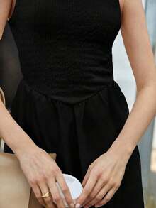 Vestido De Mujer Sin Mangas Con Cintura Ajustada - Negro - Ver 3