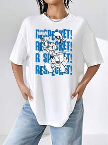 Animated Figure Displaying A Fun And Defiant Attitude With Large Text Expressing Positive Energy And Self-Confidence. Ideal For Showing A Strong Character And Good Humor. Comfortable Casual Women's T-Shirt For Everyday Wear. - 白色 - 查看 1