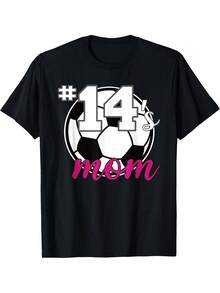 Madre del Futbolista # Camiseta Gráfica Negra Talla S-XXXL, Regalo Perfecto para Papá, Esposo o Abuelo, Cuello Redondo, Manga Corta, Diseño de Balón de Fútbol - Negro - Ver 6