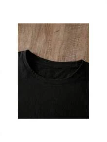 YOCASA Camiseta Casual de Verano para Mujer, con Cuello Redondo, Ajustada y Manga Corta, con Estampado de Pintura al Óleo, Floral, Corazón, Cereza y Patrones de Letras. Tejido Casual Simple, Estilo Deportivo, Ideal para Uso Diario y Citas de San Valentín. 1 pieza, 180G Pure Heavy, 95% Poliéster 5% Spandex. - Negro - Ver 5