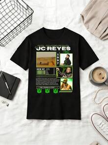 Spanish Rapper JC Reyes Desert & Motorcycle Album Style Cotton T-Shirt - Black - View 6
