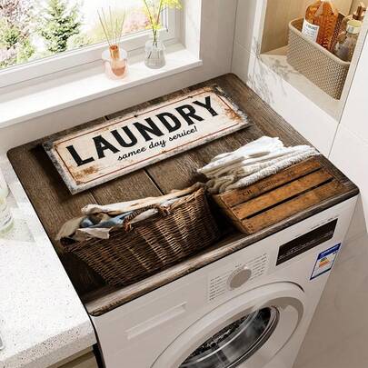 1pc Washing Machine Dust Cover Mat, Laundry Room Decor Tabletop Absorbent Mat, Absorbent Quick-Dry Refrigerator Mat, Microwave Oven Dust Cover, Soft Diatomite Drainage Mat, Anti-Slip Super Absorbent Washbasin Drying Mat, Modern Washing Machine And Dryer Top Cover, Suitable For Laundry Room And Kitchen, Tabletop Mat