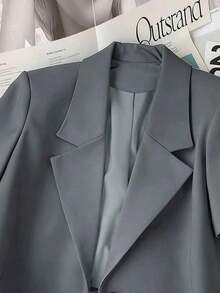 Chaqueta corta casual y de oficina para mujer - Gris - Ver 4
