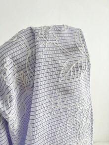 Camisa casual de manga corta con capucha, cintura ajustada con lazo delantero - Azul - Ver 8