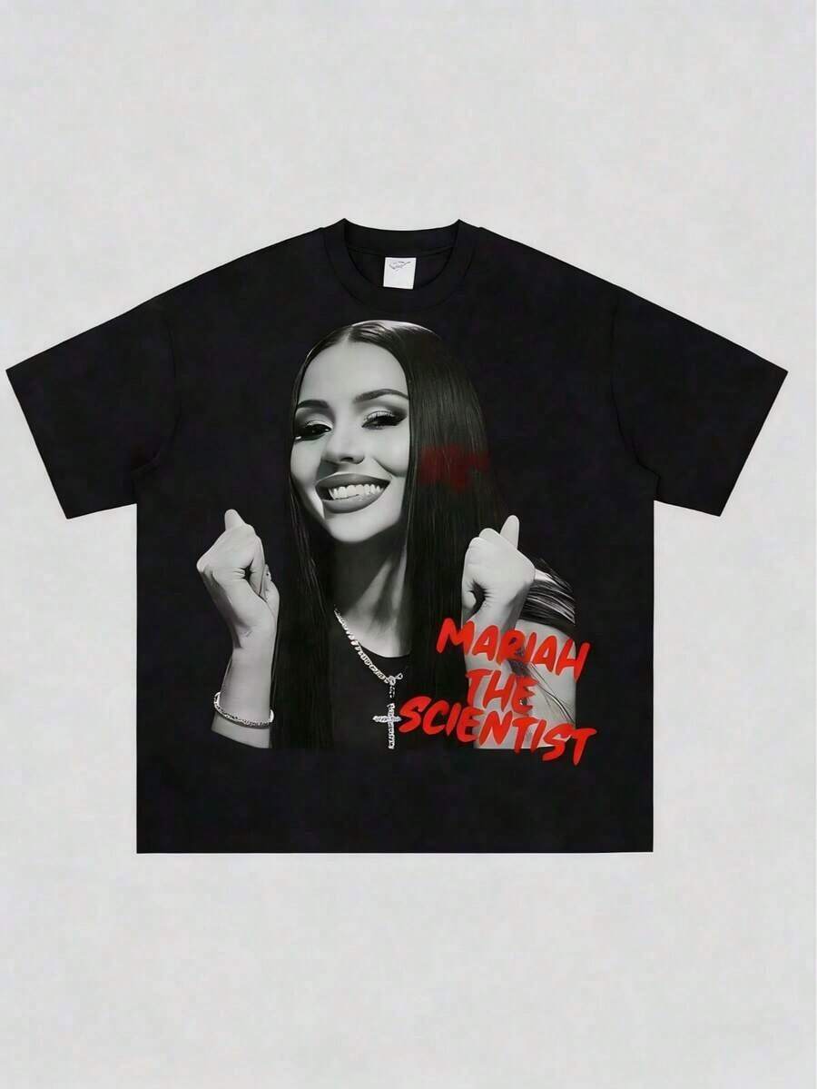 1 pieza Camiseta de Hip-Hop para Hombre y Mujer Mariah Scientist Rapper, Camiseta Clásica para Mujer con Estampado Free Thugs, Cuello Redondo, Manga Corta, Estilo Y2K Vintage Streetwear, Camiseta Gráfica Oversized de Algodón para Mujer, 100% Algodón, Cuello Redondo, Camiseta Cómoda, Unisex, 100% Algodón, Camiseta Retro-Futurista - Estampado Atrevido, Estampado Único, Camiseta Oversized con Estampado Vintage en Blanco y Negro. |   Unisex Hippie Essential180g Algodón 100% - Negro - Ver 1