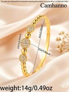 Camhanno 3/1pc - Gold-Plated Bracelet With Zirconia-Inlaid "Fortune-Turning" Beads. Fade-Resistant & Hypoallergenic. Features A Zirconia-Row And Roman-Pattern Design. A "Light Luxury" Style That Is Highly Versatile-Perfect For Daily Wear, Commuting, Or Dates. - Gold - View 4