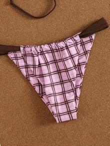 Swim Mod Conjunto de bikini de dos piezas con estampado de frutas y verduras en todo el diseño, con escote halter y lazos, para vacaciones de verano - Multicolor 4 - Ver 5