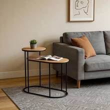 1 Set round nested tea tables, featuring nestable round coffee tables and sofa side tables. This Italian minimalist mother-and-child tea table allows free combination of different heights and flexible arrangement. in is bedroom, balcony and courtyard. The upper layer can hold water cups, scented candles and green plants, while the lower layer provides storage for books, remote controls and snacks. Space-saving and homeage for room and terraces and outdoor spaces. It is also a thoughtful gift choice for festivals, housewarming celebrations, Mother's Day and Father's Day. - 駝色 - 查看 4