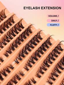 Asiteo 180pcs D-Curl Flared Cat Eye 40D Thin Personal False Eyelashes Set 8-16mm Natural Look Lash Clusters DIY For Beginners - D - View 4