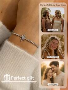 1pc Shiny Star Bracelet With Rhinestones, Suitable For Daily Wear, Parties, And Travel - JL2654 Silver - View 5