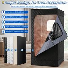 GOFLAME Large Steam Sauna Box 88 X 88 X 180 CM Sauna Tent With 3L Fast-Heat Steamer 15-Level Temperature Home Spa With Remote Control Foldable Chair & Mat - 黑色 - 查看 7