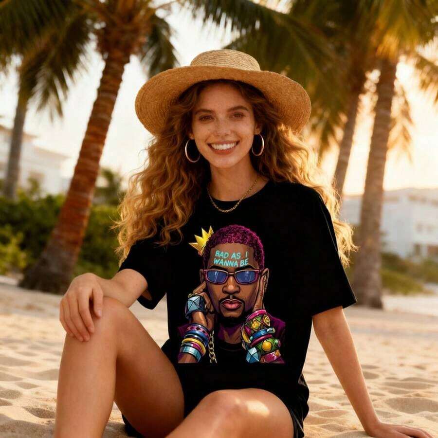 Camiseta Gráfica Moderna para Mujer, Uso Diario, Manga Corta, Corte Básico, Ropa para el Estilo de Vida Diario - Negro - Ver 1