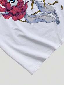 Camiseta Ligera con Estampado Floral y Letras de Street Life Guys - Blanco - Ver 7