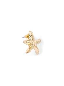 Trivaya 1 par de pendientes elegantes y minimalistas con forma de estrella de mar, adecuados para vacaciones en la playa y uso diario de las mujeres - Amarillo Oro - Ver 5