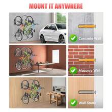 ALIXUEQIN - Soporte de pared para bicicleta, soportes giratorios para cochera, no requiere levantamiento pesado, ganchos de pared para bicicleta que puede soportar hasta 75 libras, color - rojo - Ver 8