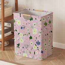 1 Stück rosa Blumenmuster Wäschekorb 52*36,5*24,5cm große Kapazität Stoff Schmutzwäsche Aufbewahrungsbehälter Zuhause Schlafzimmer Atmosphäre Wäschekorb Badezimmer Socken Aufbewahrungsbehälter Spielzeug Sortier Aufbewahrungseimer - Verschiedenfarbig - Übersicht 7