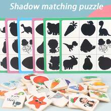 Shadow Matching Cards, Children's Educational Toys - Simple Introductory Shadow Matching Game, Fruit, Animal, Vegetable Recognition Card Wooden Toys - Multicolor - View 5