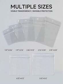 100入加厚透明PVC塑料珠寶袋，抗氧化掛孔夾鏈密封袋，可重複使用自封式珠寶拉鍊袋，適用戒指、耳環、項鍊、珠子、胸針、硬幣，旅行收納必備小配件派對禮品袋 - 無色 - 查看 3