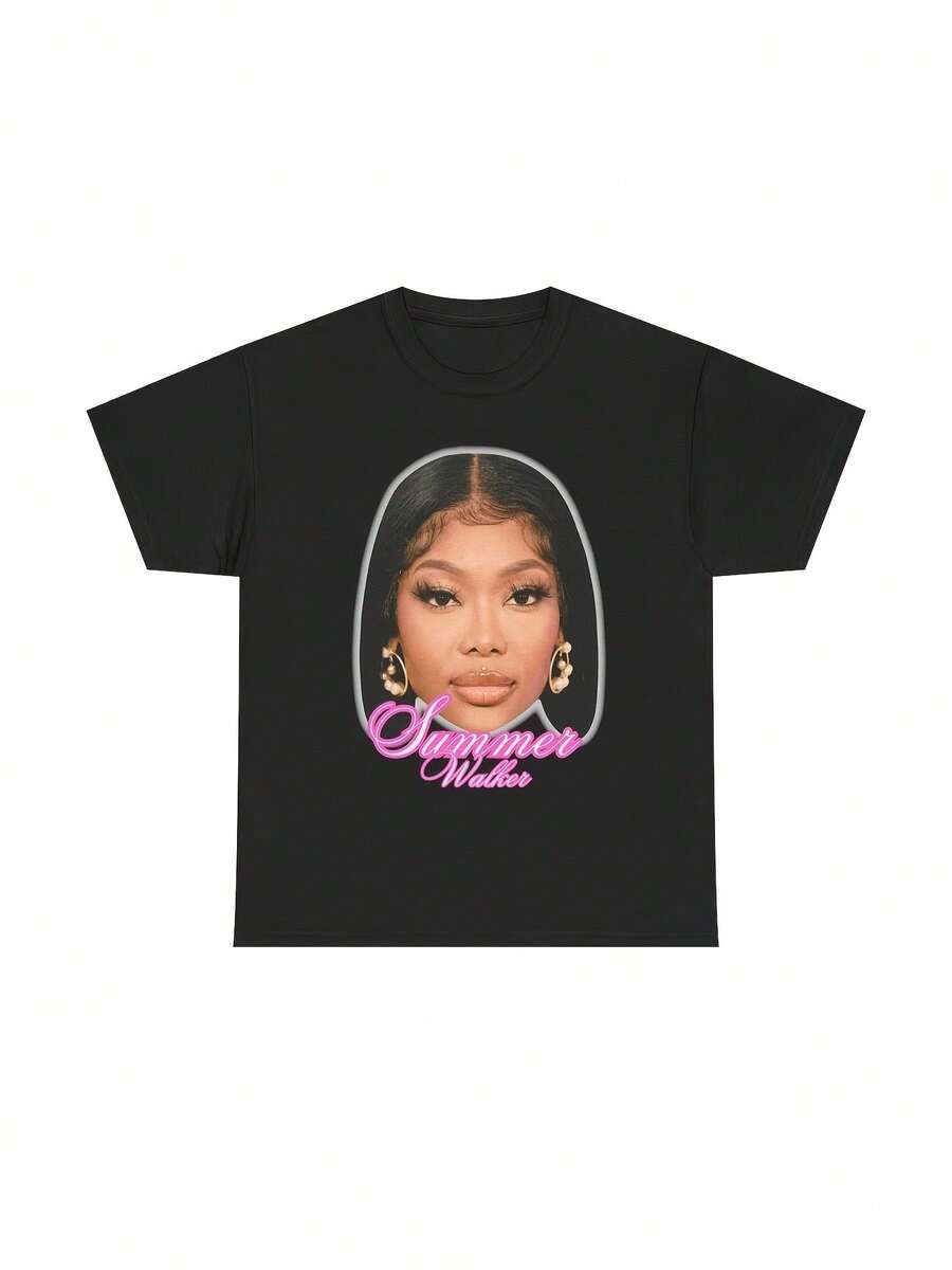 Camiseta unisex estampada de verano, de tela suave, adecuada para todas las estaciones, ropa casual básica de estilo urbano, versátil para cualquier temporada, asequible para el uso diario y un regalo de Navidad perfecto para fans y amigos.playeras de hombre playeras oversize de mujer y2k camisa de mujer camisa blusa casual mujer blusa elegante mujer ofertas - Negro - Ver 1