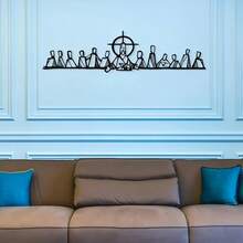 1 pieza Arte de pared metálico de la Última Cena de Jesús - Decoración del hogar cristiana religiosa, diseño minimalista de silueta negra, perfecto para la sala de estar, decoración de pared interior, regalo ideal para cumpleaños, bodas, fiestas y talla grande, decoración de pared inspiradora - A - Ver 7
