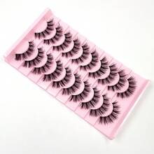 3D Faux Mink False Eyelashes Set 10 Pairs Lightweight Natural Look D Curl Fluffy Wispy Dramatic Volume Daily Makeup Lashes - Black - View 4