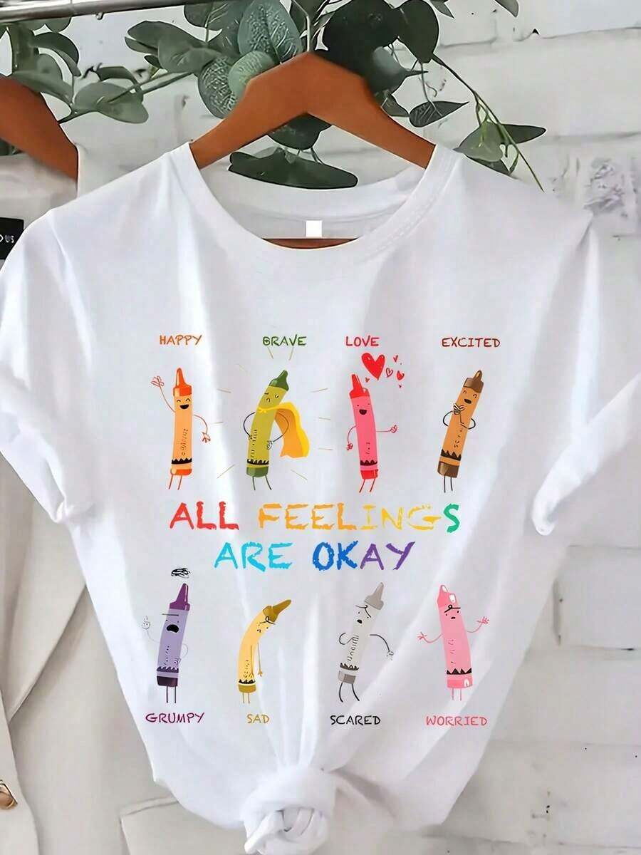 Mangas cortas-Con temática de crayonesImpresoCamisetaPara,Manga cortaYCuello redondoInformalSuperior,AdecuadoParaVeranoYPrimaveraTallas grandesMujeresRopa HolgadaAjusteBenitoTazón, GrandeJuego,FútbolRápidoEntregaMujeresInformalYEleganteManga cortaImpresoCamisa/CamisetaTranspirableAdecuadoParaAl aire libreDeportes,Todos los díasDesgaste,CumpleañosRegalos,NavidadRegalos,HalloweenRegalos,OComoAConmemorativoCamisaParaAmigosOAmadoUno. También es adecuada como camiseta tipo pullover para el verano. - Negro - Ver 1