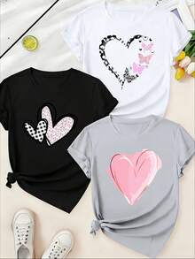 A Single Garment Is Not A Set Consisting Of 3 Items; A Set Includes 1 Women's Short-Sleeved T-Shirt With A Casual Round Neck, Short Sleeves, Stretchy Fabric, And Multiple Color Options For Summer, Vacation, And Everyday Wear. It's A Great Gift For Mother's Day. - 黑色 - 查看 6