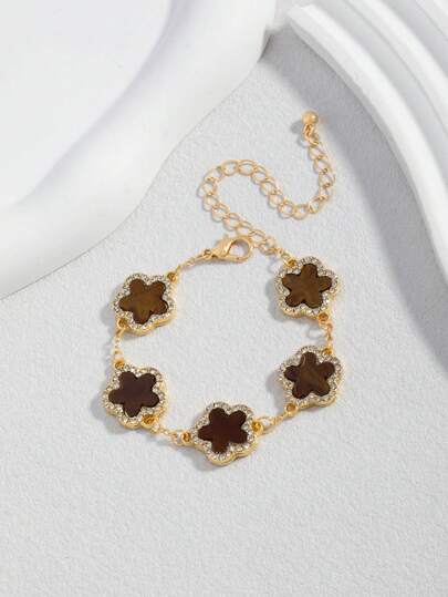 1 Fashionable And Elegant Lucky Five Petal Flower Bracelet For Girl, Versatile