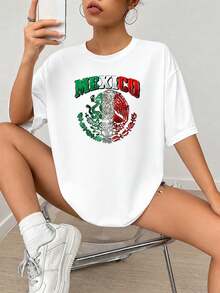 Impresión gráfica del Emblema Nacional de Águila y Serpiente de México, Diseño de Texto 3D Colorido, Verde Blanco Rojo, Arte Inspirado en el Fl-ag de México, Símbolo Cultural, Patriotic.jpgRegalos personalizados: Camisetas para mujer con estilos que van desde lo moderno, hippie, casual y minimalista. Ropa masculina personalizada única, armarios cápsula y prendas básicas/urbanas para hombre. Regalos ideales para novios, familiares y amigos, adecuados para cumpleaños, vacaciones, colegio/competiciones, deportes/escalada y más, así como para la moda de otoño y eventos urbanos. Blanco verano. - Blanco - Ver 2