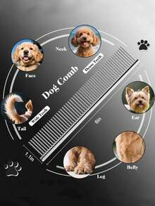 Profesional/1 Peine - Juego de Tijeras de Recorte para Mascotas 4 en 1 (Diseño de Cabeza Redonda, Afiladas) - Incluye Tijeras Planas, Tijeras Curvas, Tijeras Ralas y Peines - Herramientas de Belleza para Mascotas de Alta Gama - Ver 9