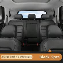 1pc/2pcs/3pcs/4pcs Napaa Leather Car Headrest Cover, High Elasticity Waterproof Leather, Scratch-Resistant, Easy To Clean, Minimalist Black/White, Car Interior Accessories - Leather Hat - View 19