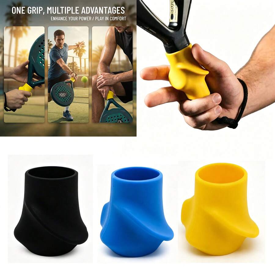 1pc Tennis Racket & Pickleball Racket Beginner Grip Corrector, Silicone Tennis Racket Handle Isolator, Grip Correction Device To Improve Tennis Skills, Shock-Absorbing Grip, Suitable For Tennis, Easy To Install - Multicolor - View 1
