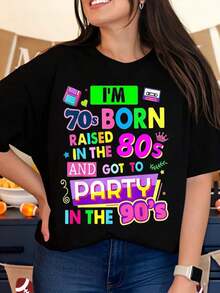 I Was Born In The 70s, Grew Up In The 80s, And Got To Party In The 90s. Nostalgic Retro T-Shirt For Women And Men, 90s Vintage Fashion, Birthday Gift, 80s And 90s Themed Party Wear. - 黑色 - 查看 1