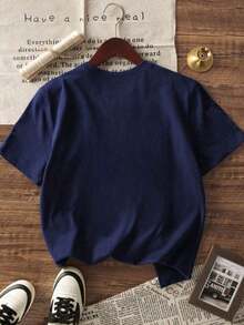 Camiseta de mujerCamiseta de manga corta con cuello redondo con estampado del Unión Jack de Londres, Inglaterra, estilo básico casual para uso diario en veranoCómoda y ligera - Negro - Ver 4