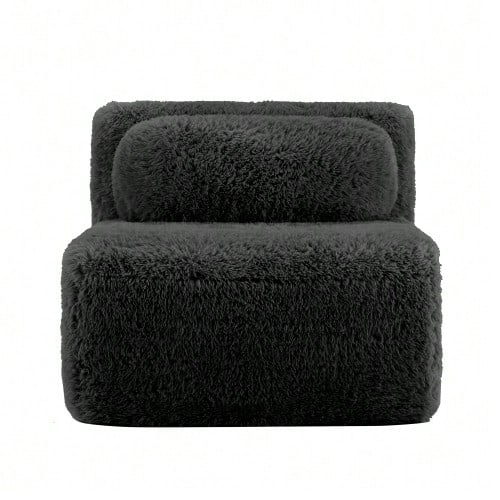 Aviana Sofa Without Armrests With Cushions And Plush Cover - Black - View 1