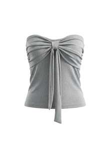 Áo croptop quây buộc nơ, áo vest không tay dáng ôm thoải mái cho mùa hè - Xám - Xem 6